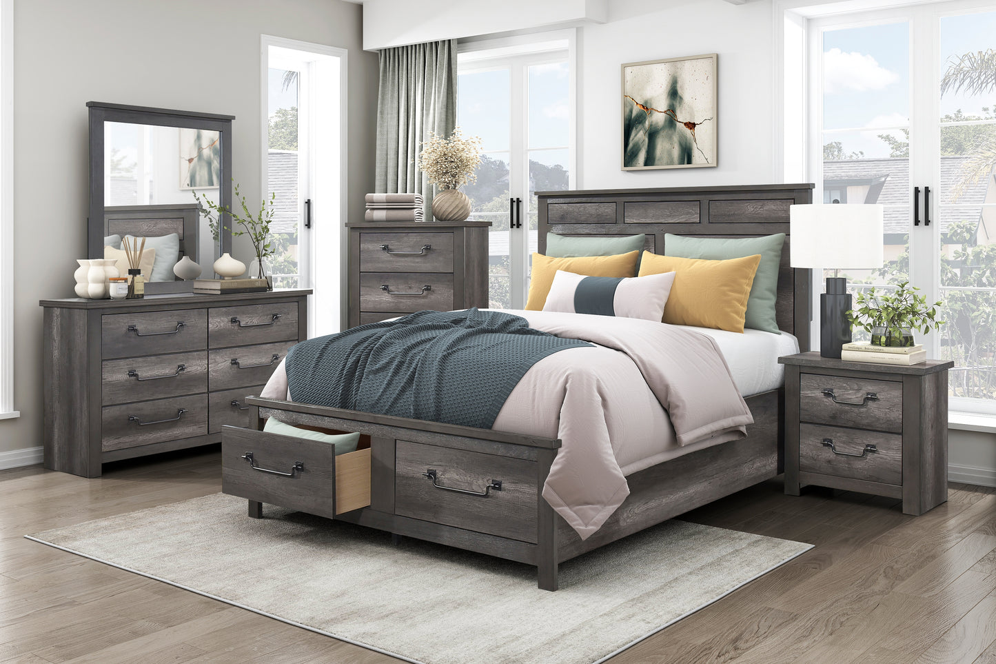 1342 4PC Bedroom Set (QB+NS+DR+MR)