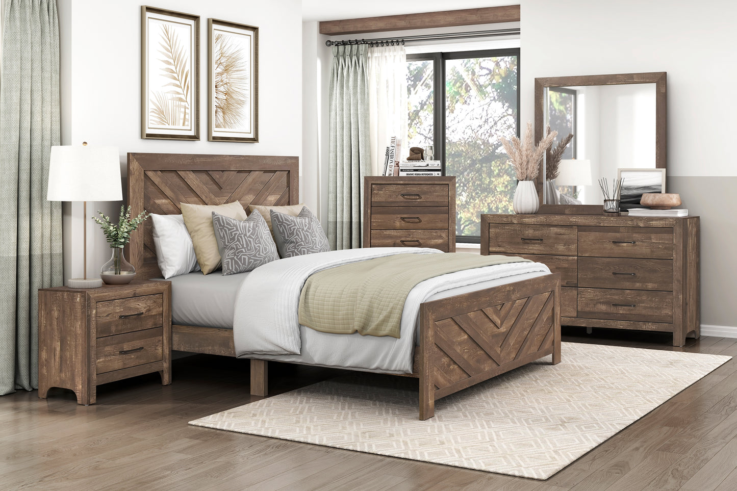 1534NP 4PC Bedroom Set (QB+NS+DR+MR)