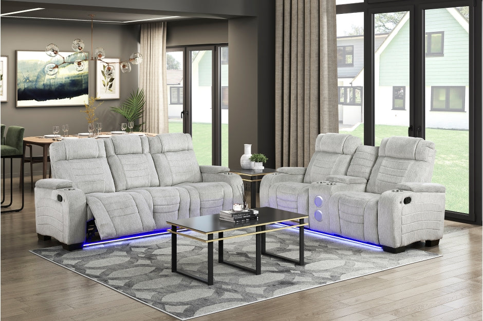 8455GRY 2PC Set: Sofa, Love