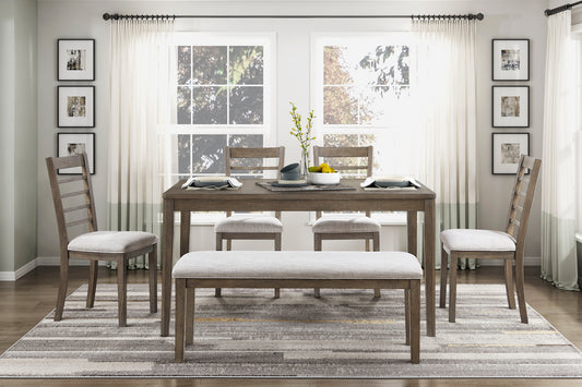 5987 6PC Dining Set (TB+4S+BENCH)