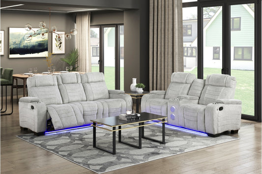 8455GRY 2PC Set: Sofa, Love