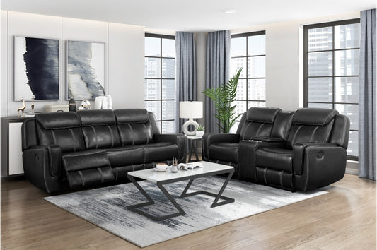 8516BK 2PC Set: Sofa, Love