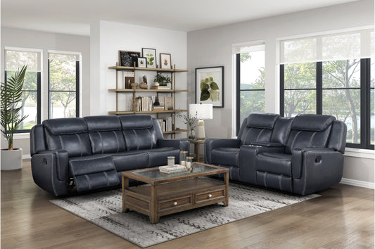 8516BU 2PC Set: Sofa, Love