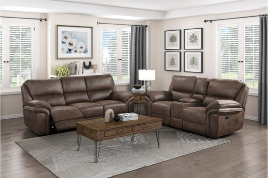 8517BRW 2PC  Set: Sofa, Love
