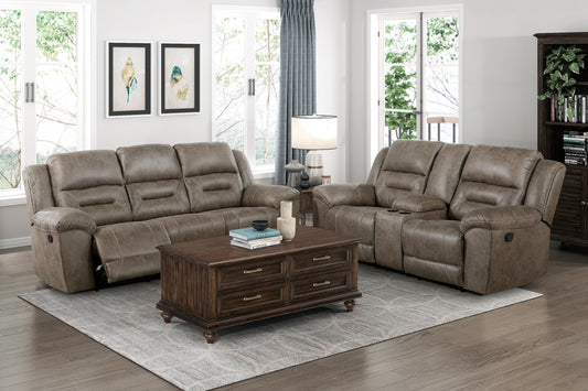 8538BR 2PC Set: Sofa, Love
