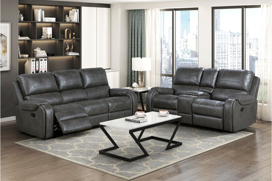 8549GRY 2PC Set: Sofa, Love