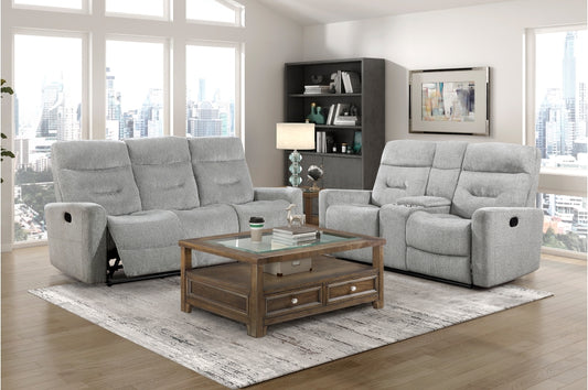 9610GY 2PC Set: Sofa, Love